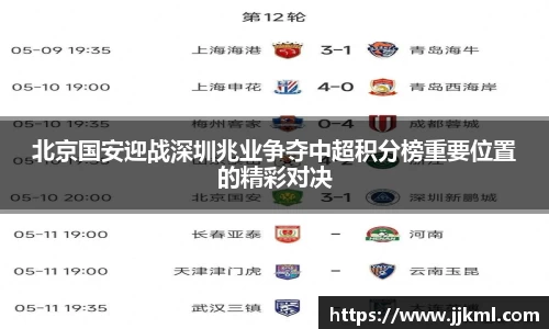 北京国安迎战深圳兆业争夺中超积分榜重要位置的精彩对决